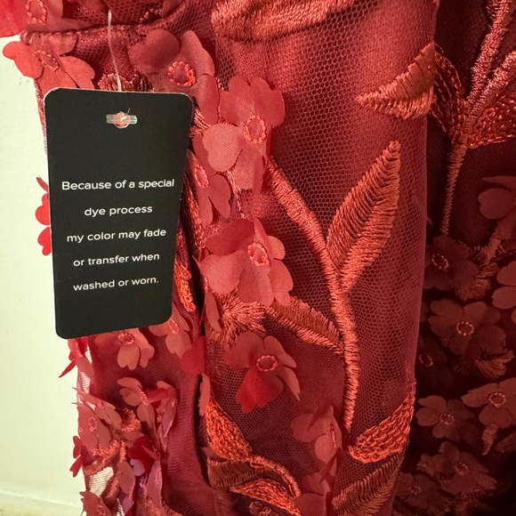 Torrid Mini Textured Floral 3D Flower Embroidery Mesh Puff Sleeve Skater Dress - Picture 7 of 11